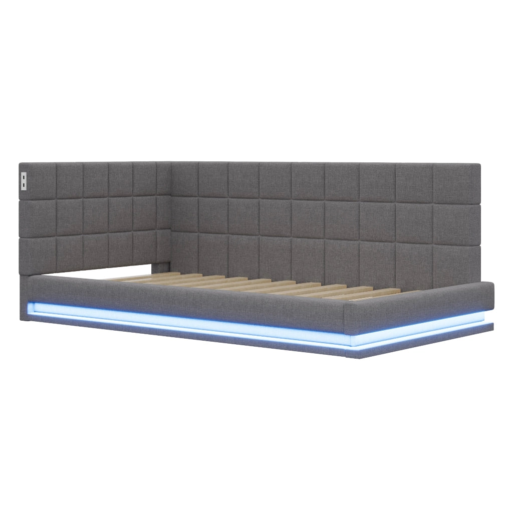 Letto divano multifunzione in lino 90x200 cm