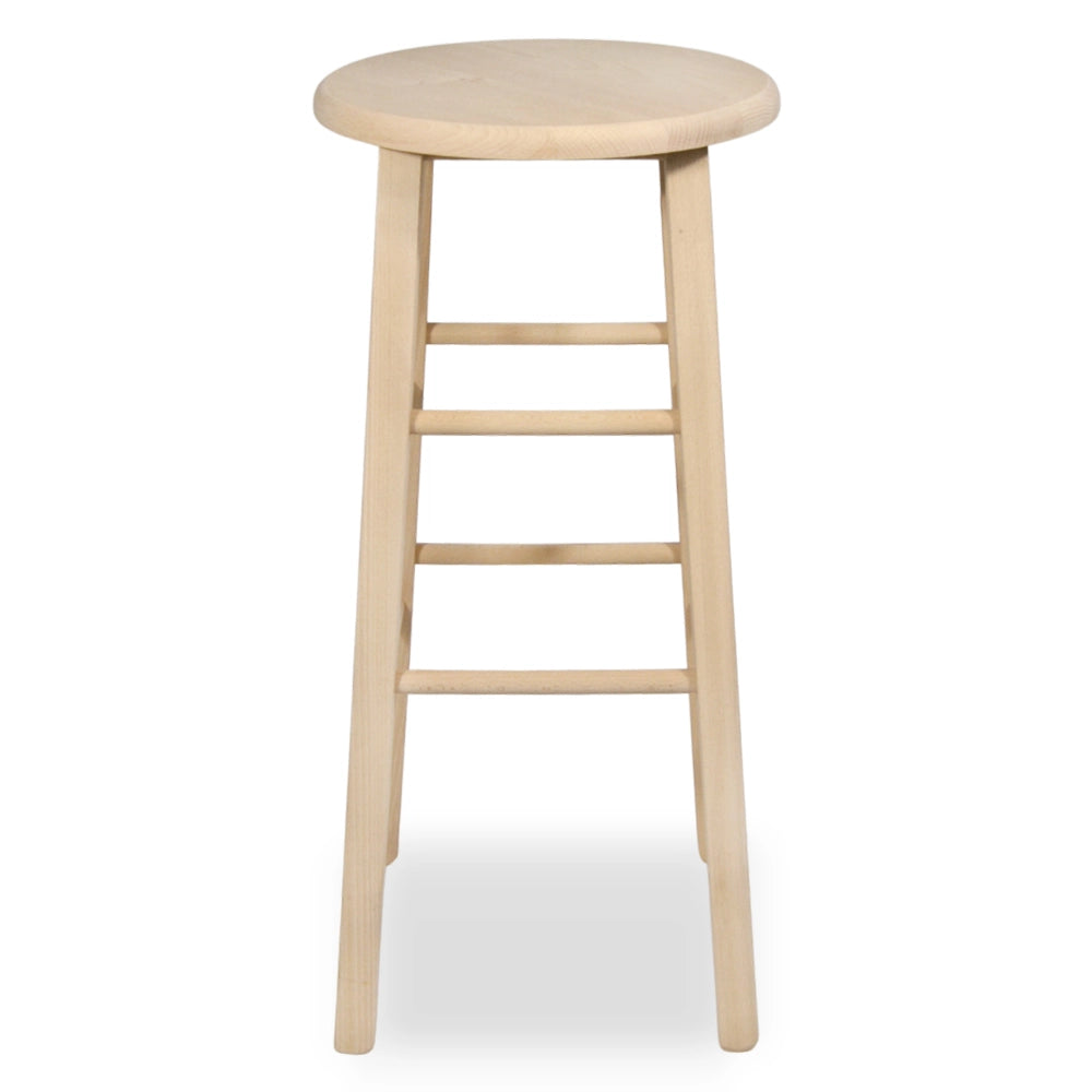 Sgabello da bar tondo legno grezzo da dipingere h 68 cm gambe dritte