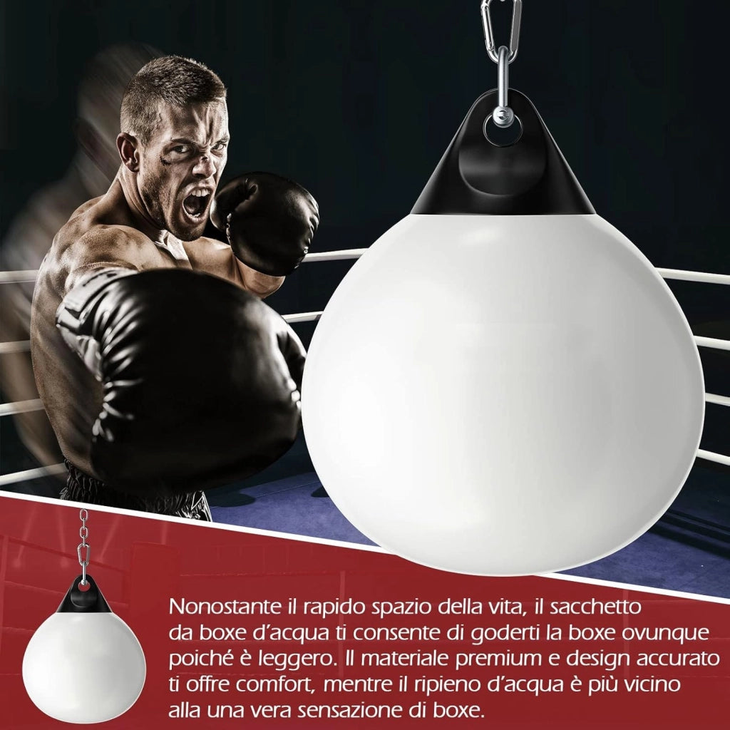 Sacco da Boxe per Bambini ed Adulti 50 kg, Sacco da Boxe ad Acqua con Catena Metallica Regolabile, Ganci, Fibbie di Assicurazione e Tubo dell’Acqua