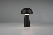 LENNON LAMPADA DA APPOGGIO LED 2W 180lm, 3000K DA ESTERNO FUNGO RICARICABILE USB NERA TOUCH 4 INTENSITA' H. 22CM IP 45 DIMMERABILE