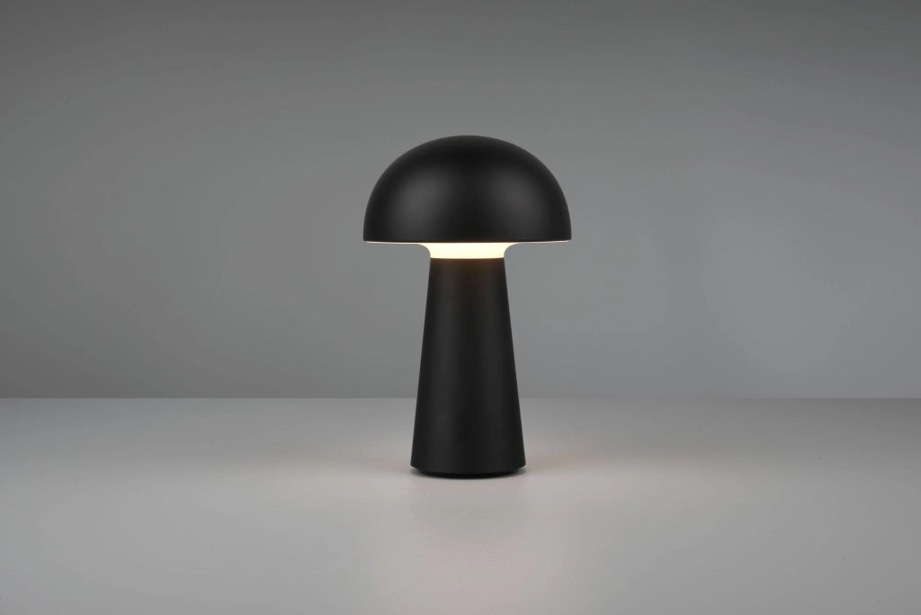 LENNON LAMPADA DA APPOGGIO LED 2W 180lm, 3000K DA ESTERNO FUNGO RICARICABILE USB NERA TOUCH 4 INTENSITA' H. 22CM IP 45 DIMMERABILE
