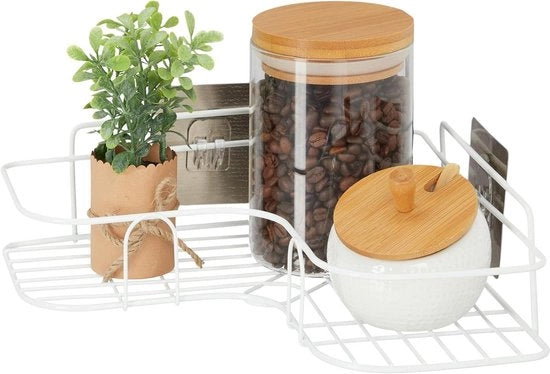 Scaffalatura angolare per spezie e erbe autoadesiva per cucina HxLxP 5,5 x 26 x 26 cm Scaffalatura per parete bianca
