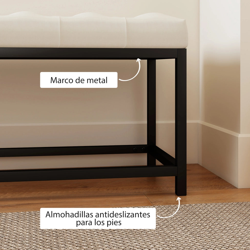 Piediera Imbottita in Velluto con Base in Metallo per Letto ¨C Zephmum ¨C Crema