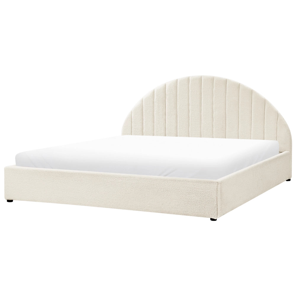 Letto contenitore Bianco Sporco Boucle Poliestere Tessuto UE Doppio Dimensioni 180 x 200 cm Design moderno minimalista