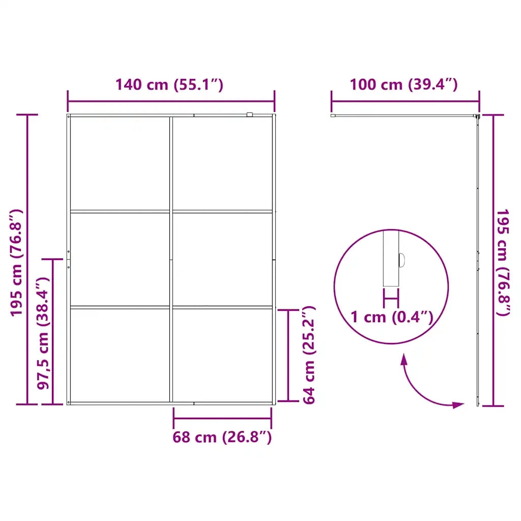 Parete Doccia Walk-in Oro 140 x 195 cm vetro temperato CFW3894965