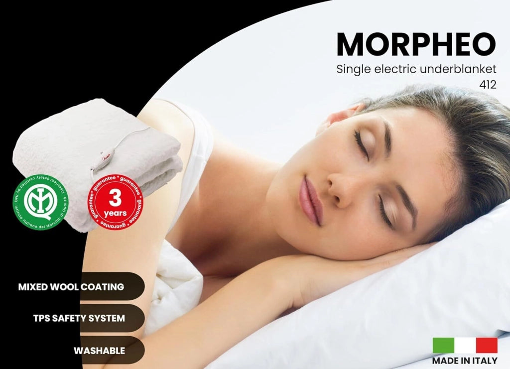 ARDES - AR412 Scaldaletto Singolo Elettrico MORPHEO Coperta Riscaldante 2x60W Scalda Letto Singolo Elettrico 2 Zone Riscaldamento Termocoperta Elettrica Misto Lana Lavabile a Mano Singolo 50% Lana