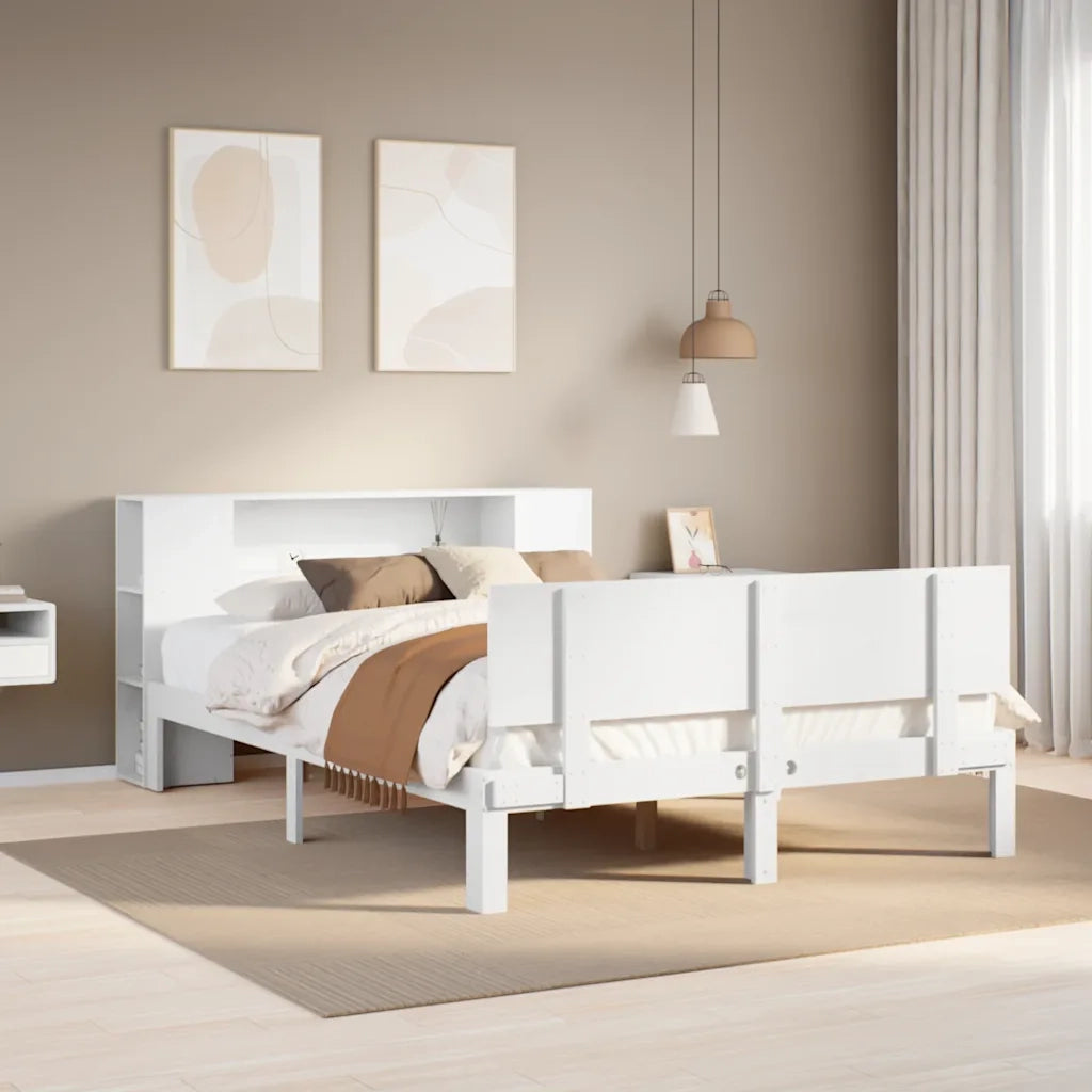 Letto Libreria senza Materasso Bianco 120x190 cm Legno di Pino 3322625
