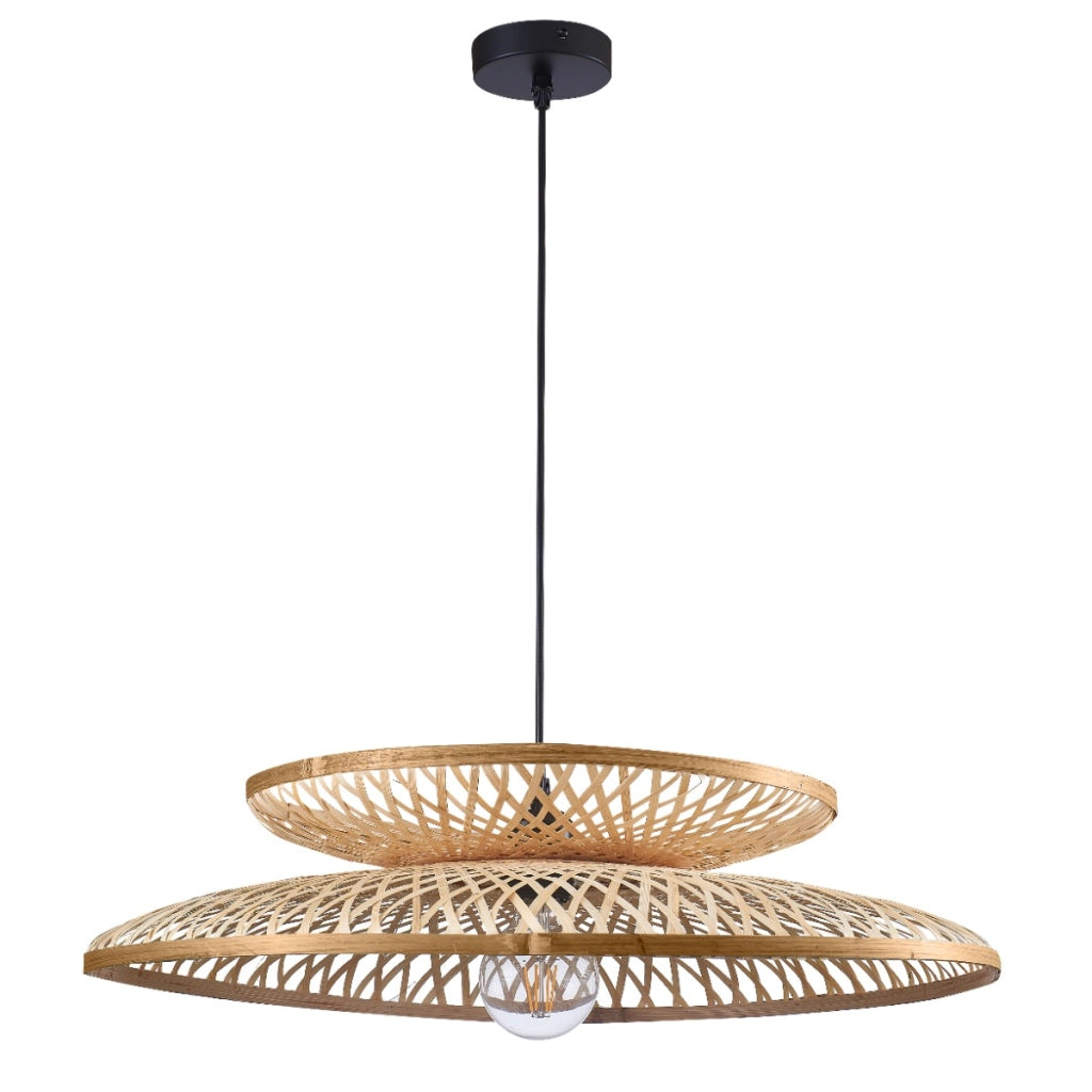 Lampada a sospensione boho bambù crema 60cm Bali Polux