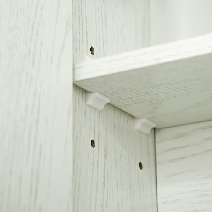 Armadietto a Specchio per Bagno con Ripiani Regolabili 3 Porte e Mensola 90x15x75 cm Bianco