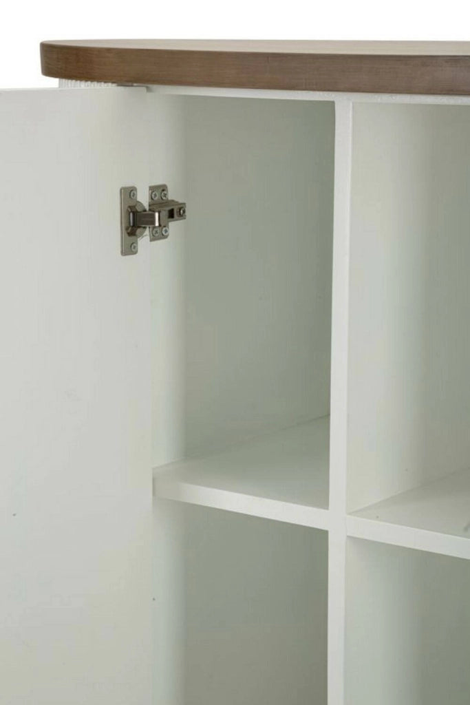 Credenza Ferrule, Buffet da soggiorno, Madia da salotto, Dispensa da cucina, 121x41 h90 cm, Bianco e Marrone