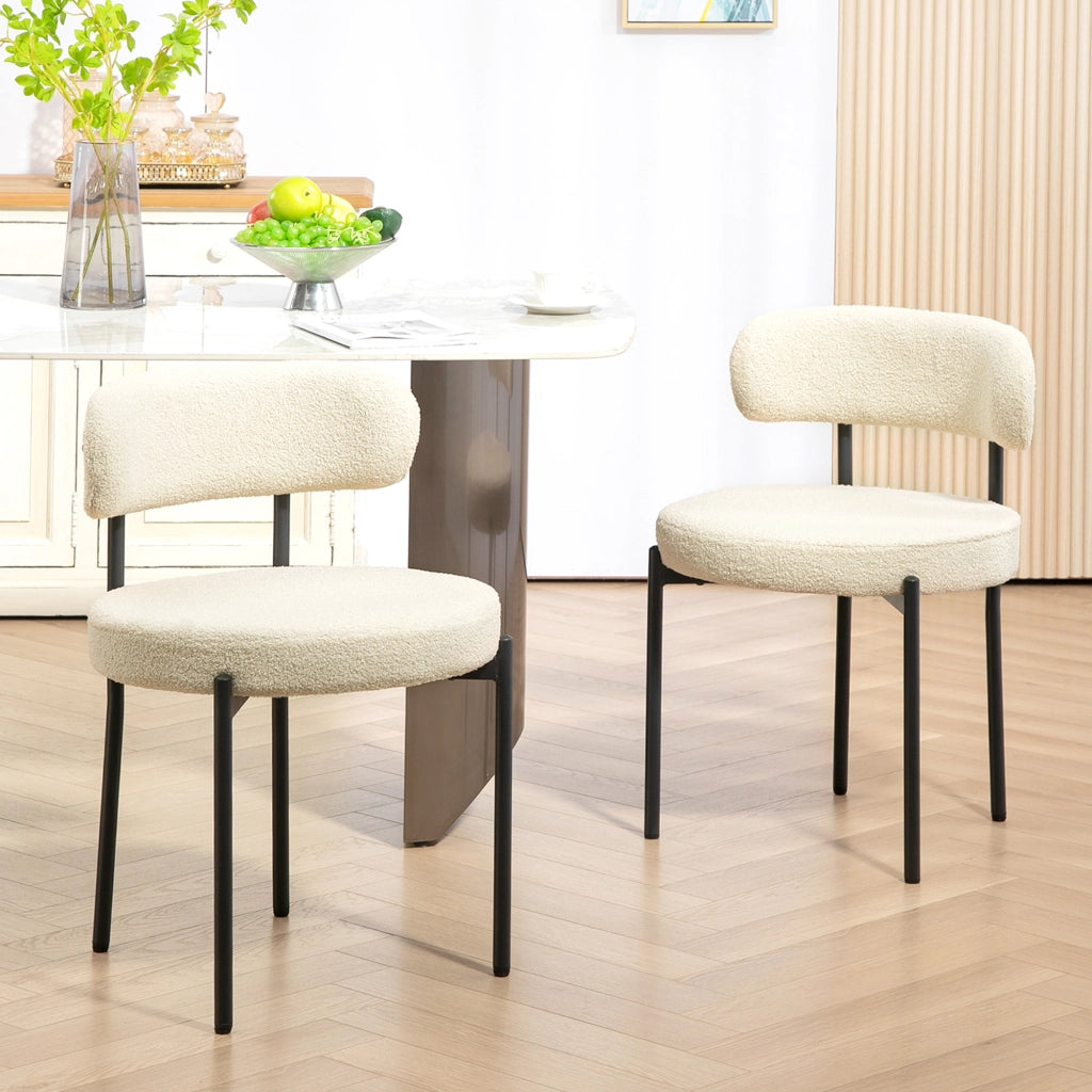 Set di 2 sedie da pranzo con schienale in tessuto e gambe in metallo ¨C zephmum ¨C beige nero 51x51x76 cm