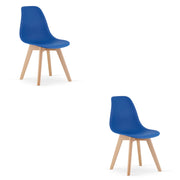 Set di 2 sedie Kito azzurre con gambe in legno di faggio
