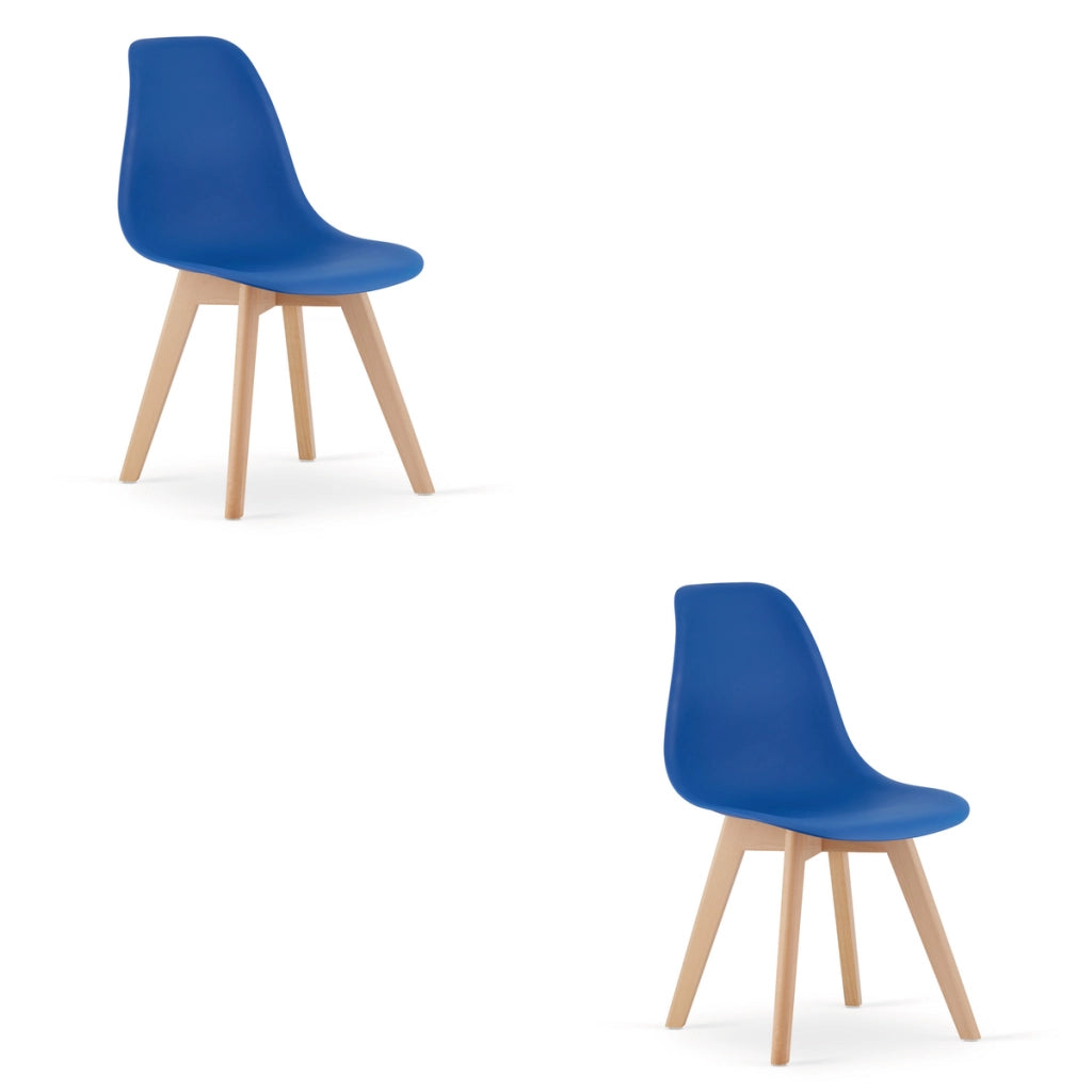 Set di 2 sedie Kito azzurre con gambe in legno di faggio
