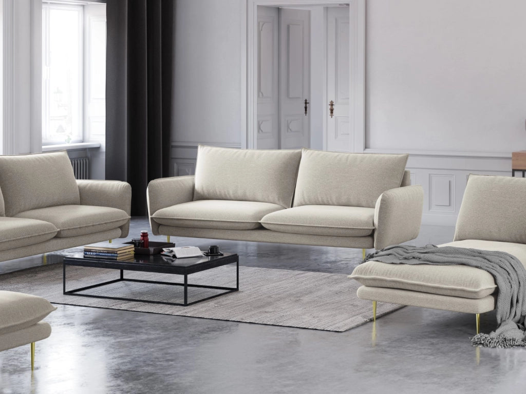 Cosmopolitan Design - Divano "Vienna" 3 posti in tessuto strutturato beige chiaro 