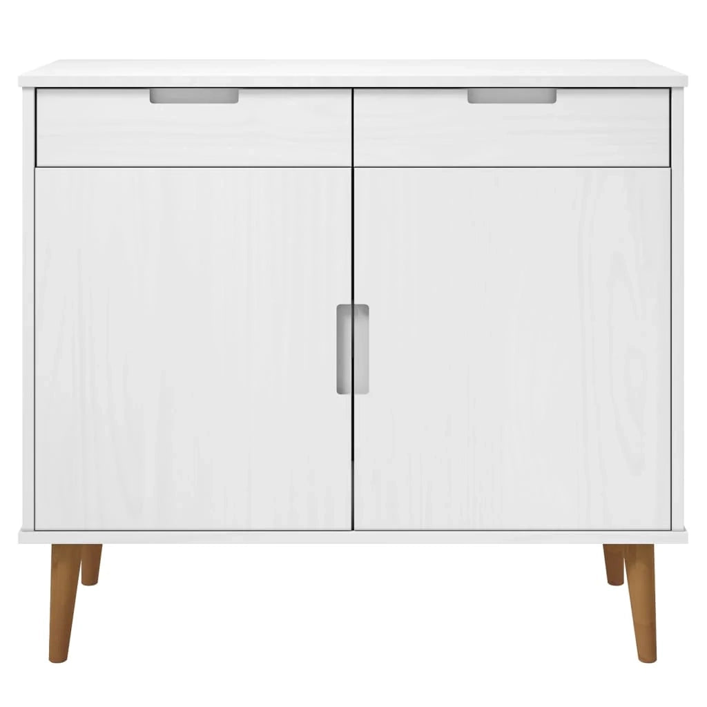 Buffet credenza cassettiera armadio mobile contenitore organizer per cucina soggiorno salotto 90 x 40 x 80 cm legno massello di pino bianco 02_0035772