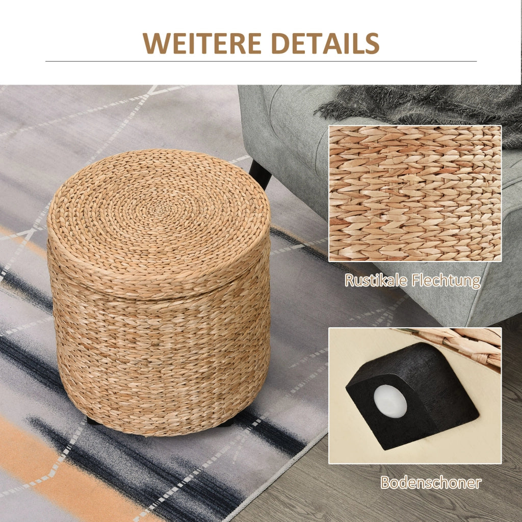 POUF Contenitore Ø43x43 cm Rattan Khaki