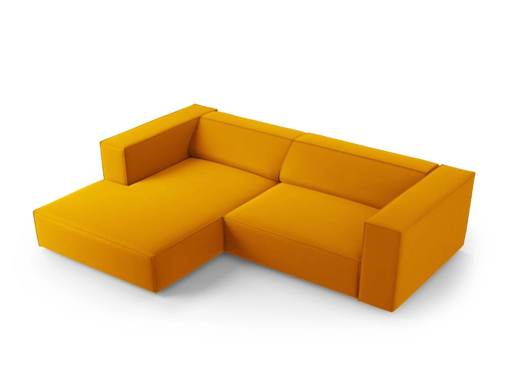 Cosmopolitan Design - Divano angolare sinistro "Arendal" 3 posti in velluto giallo 