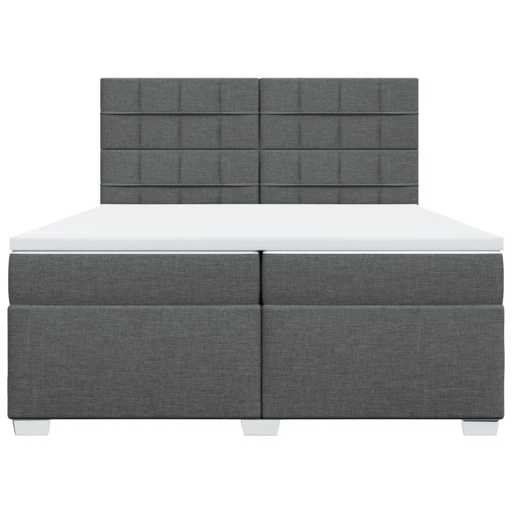 Giroletto a Molle con Materasso Grigio Scuro 200x200 cm Tessuto