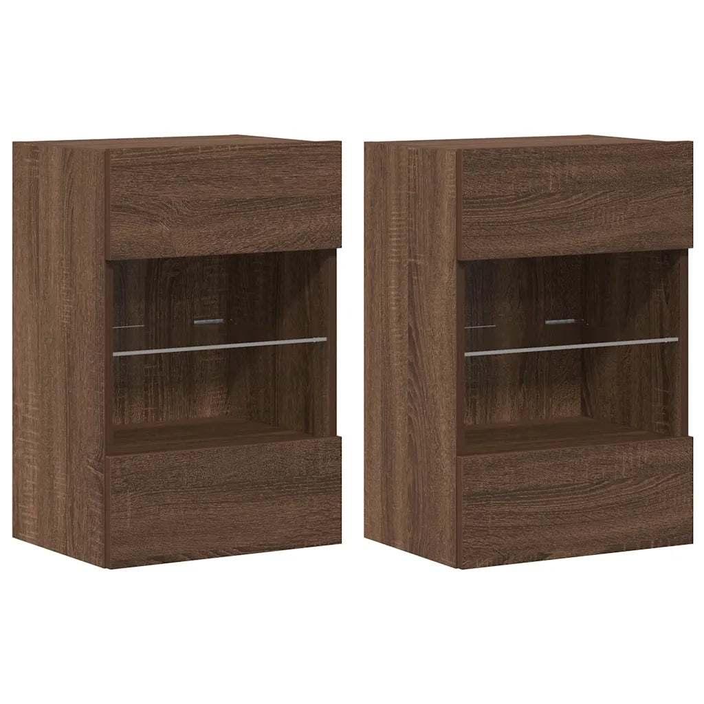 Mobili TV a Parete con Luci LED 2pz Rovere Marrone 40x30x60,5cmcod mxl 134118