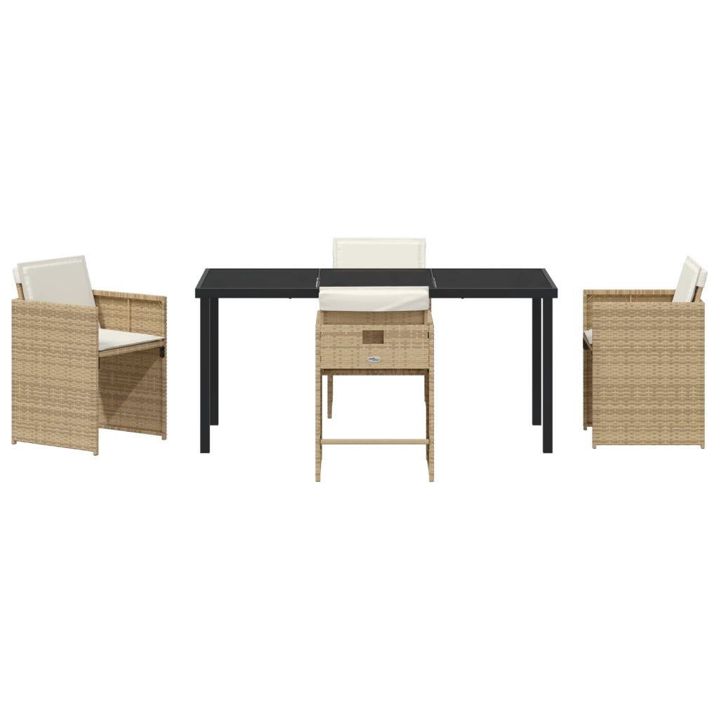 Set di 5 mobili da pranzo da giardino con cuscini - Polyrattan beige