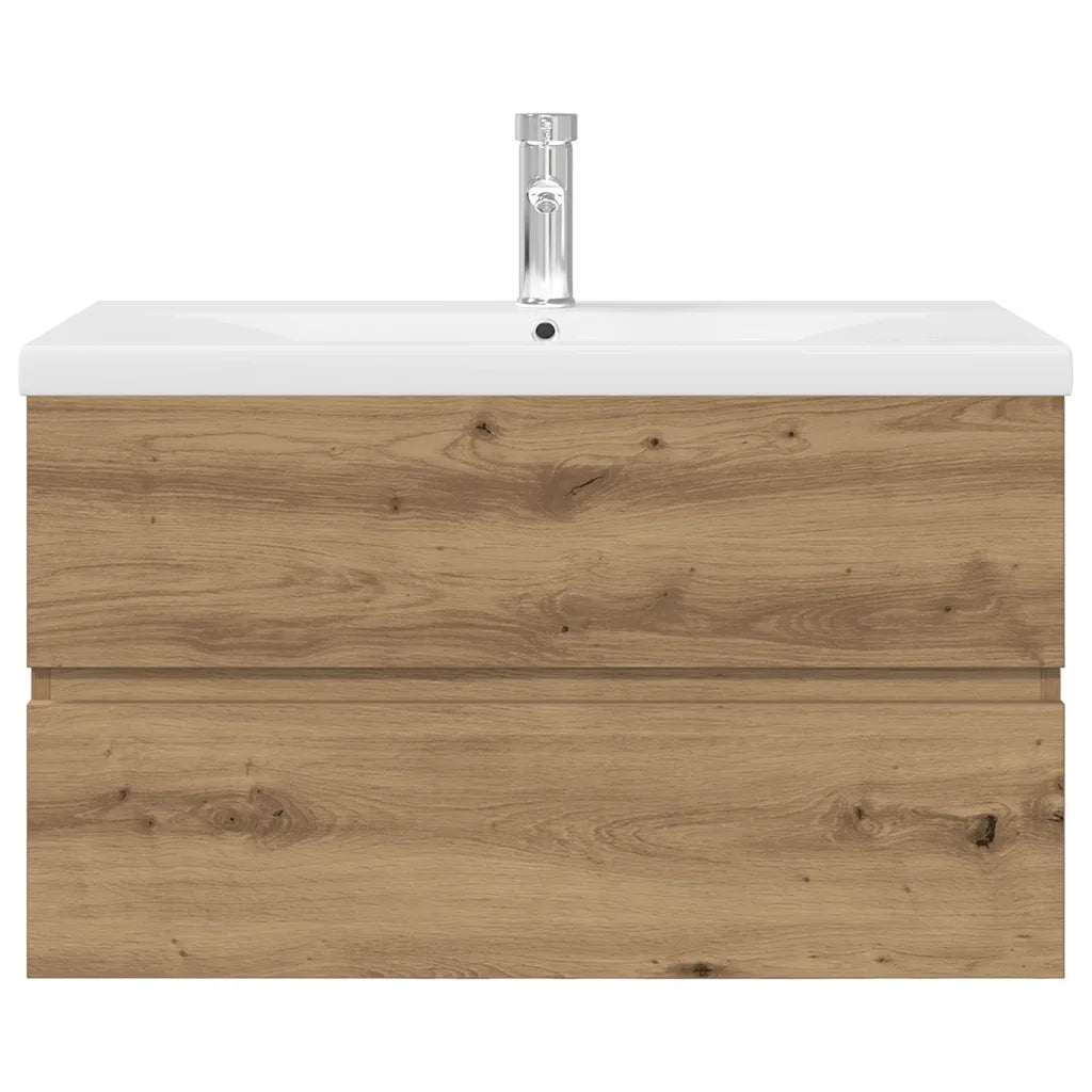 Mobile Bagno con Lavabo Integrato&Rubinetto-Lavandino-Lavabo Rovere Artigianale 896914