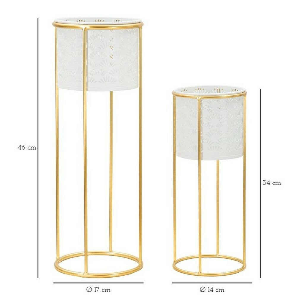Oggettistica Dore, Complemento d'arredo, Articolo decorativo, Accessorio d'arredo, 17x17 h46 cm, Bianco e Oro