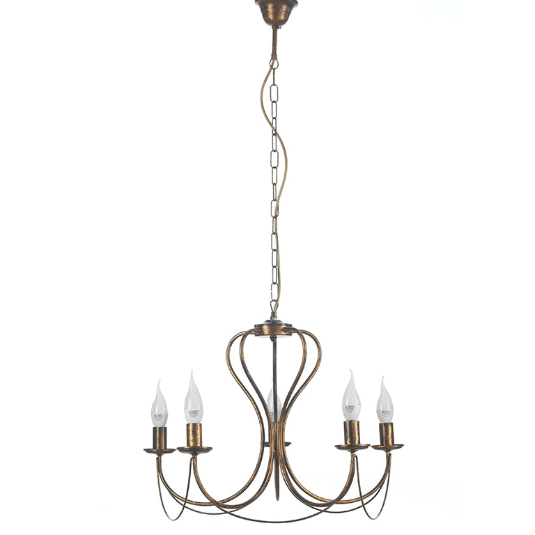 Lampadario 5 luci Candela bronzo
