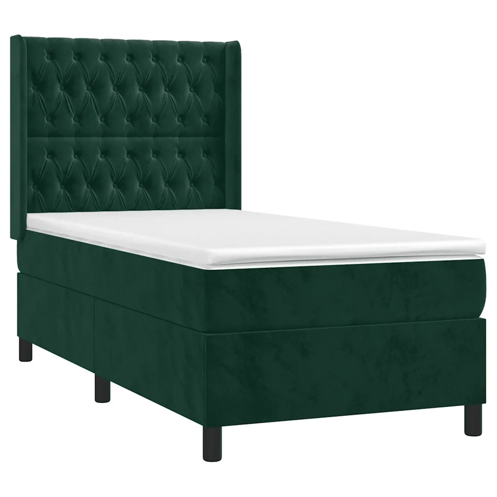 vidaXL Giroletto a Molle con Materasso Verde Scuro 100x200 cm Velluto