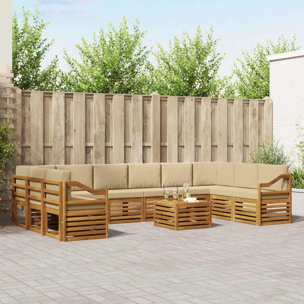 Set divano sezionale con cuscino 11 pcs Naturale e Beige 3375618