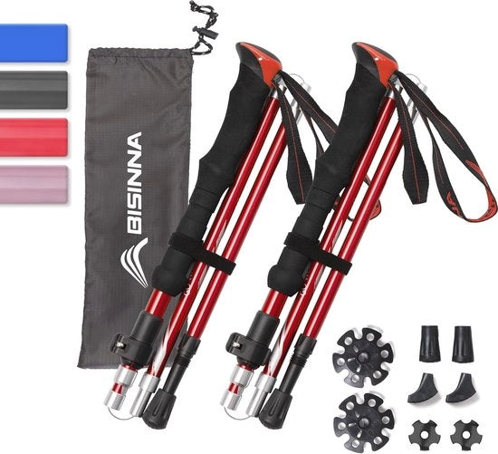 Trekkingstang opvougbare, per campeggio e trekking, leggera, regolabile e ripiegabile (set da 2 pezzi)