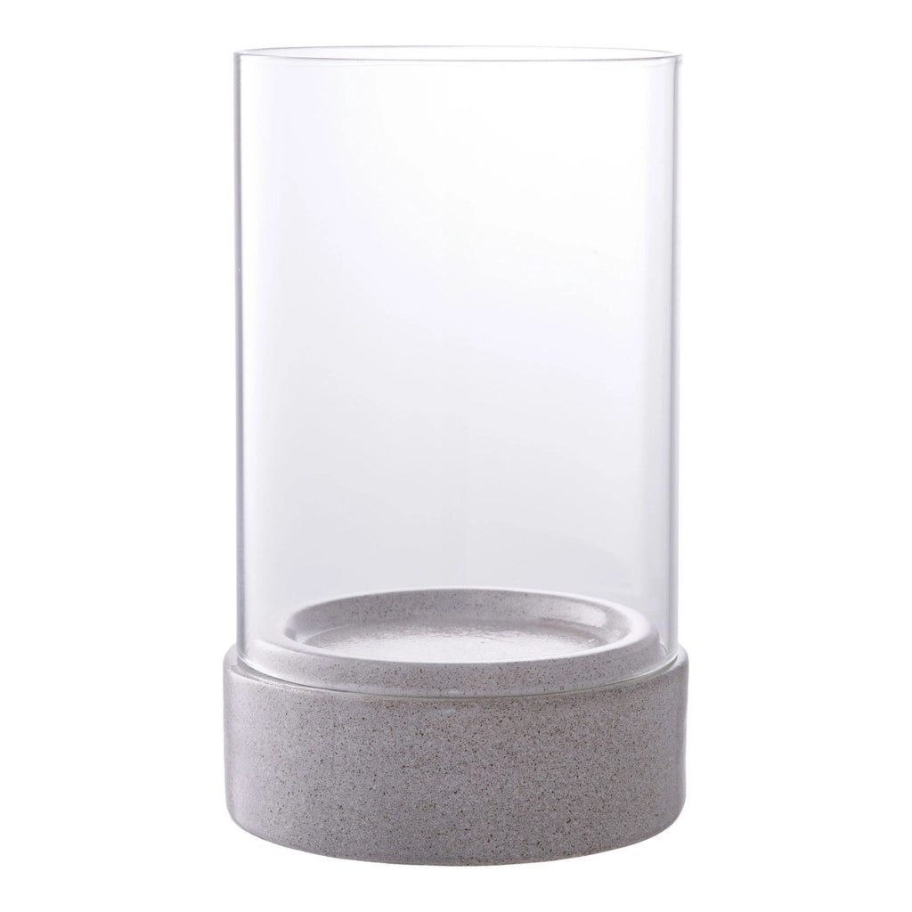 Portacandela Hurricane, Grigio, Vetro, 16x16x25,5 cm