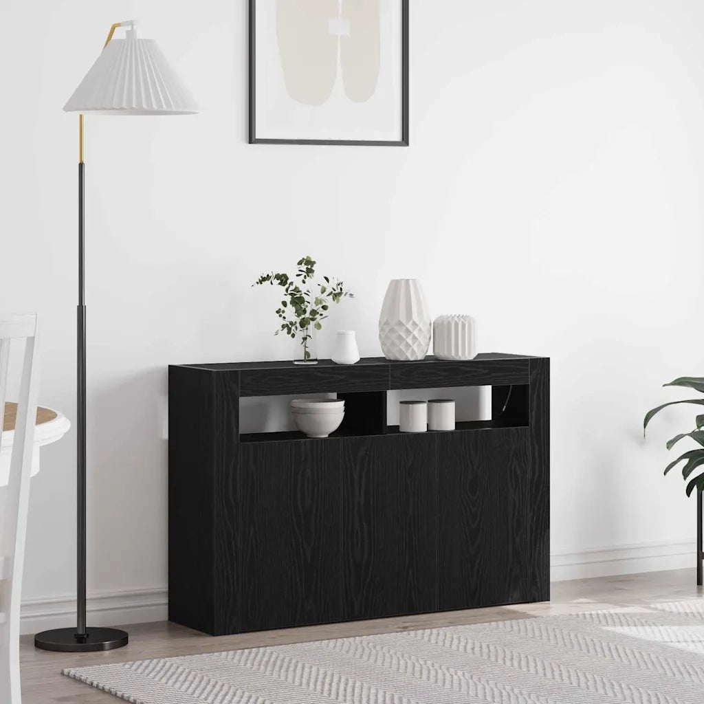 Credenza-Buffet-Armadio da cucina Rovere Nero 116 x 30 x 75 cm Legno multistrato
