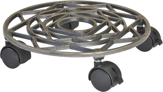 Trolley per piante Ø 29 x 65 cm - Trolley per fiori in ghisa per interni ed esterni - Trolley contenitore con freni - Capacità di carico 50 kg
