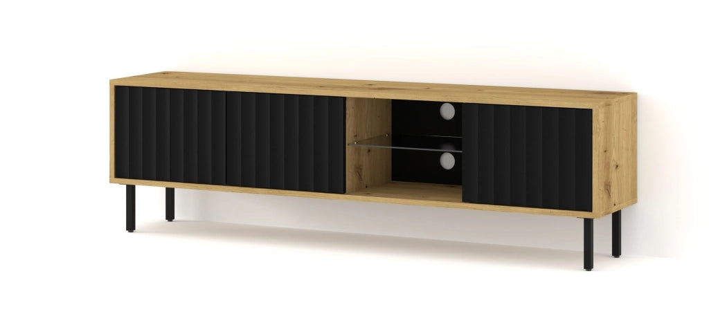 MOBILE VINA PORTA TV 156 ROVERE ARTIGIANALE NERO OPACO
