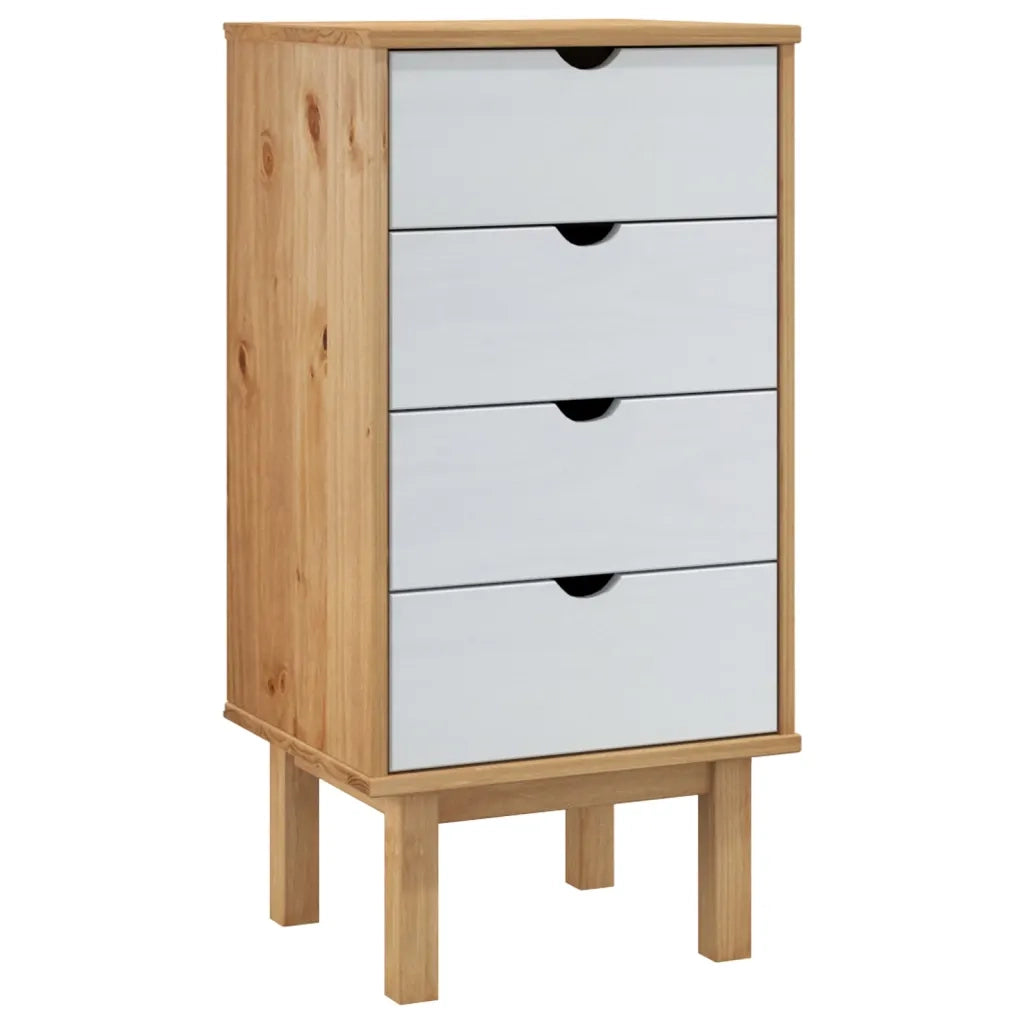 Cassettiera OTTA Marrone e Bianco 45x39x90 cm in Legno di Pino 348581