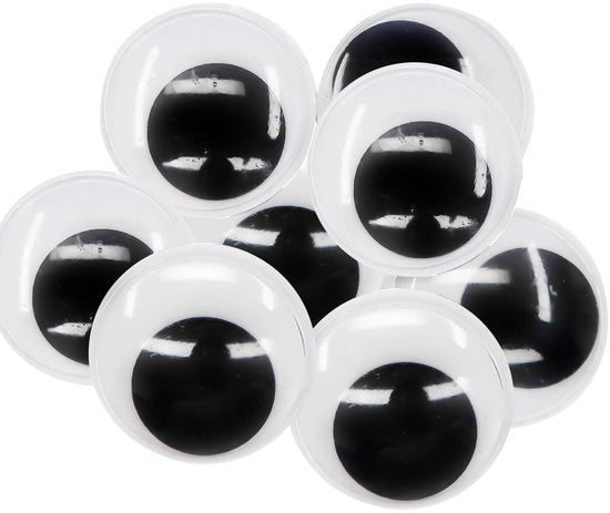 Occhi Googly Zelfadesivi 80mm - 8 Pezzi - Plastica - Occhi Bianchi/Neri - Accessori Creativi - Per Scrapbooking