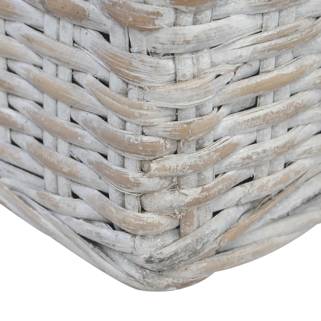 Divano a 3 Posti con Cuscini Grigio in Rattan Naturale 283071