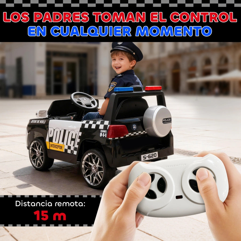 Auto Elettrica Polizia per Bambini con Telecomando ¨C Xylo ¨C Bianco con Sirena e Sospensioni