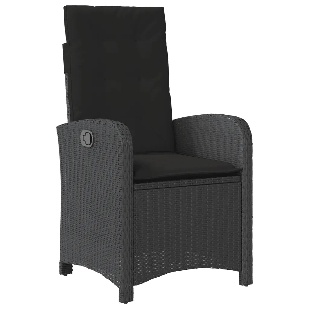 Set da Pranzo da Giardino 5 pz Nero con Cuscini in Polyrattan 3212233
