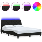 Letto matrimoniale | Letto per adulti | Giroletto con LED senza Materasso Nero 140x190 cm in Tessuto