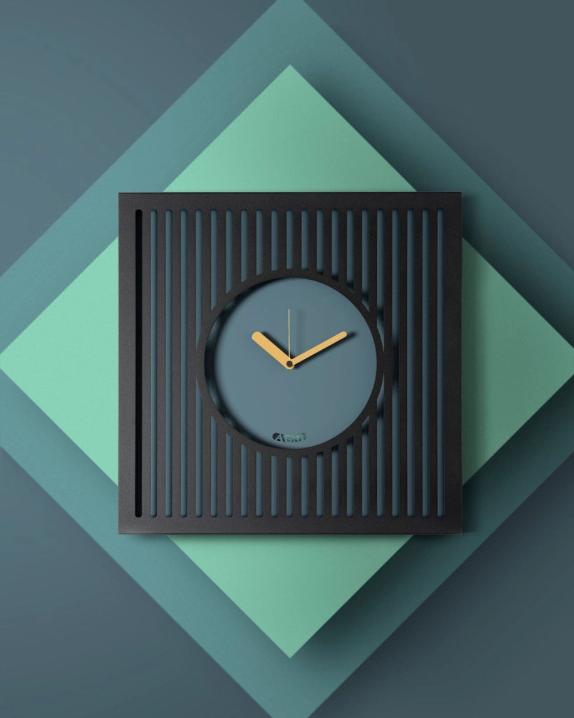 Orologio da parete elegante Tiffany piccolo Nero,verde acqua