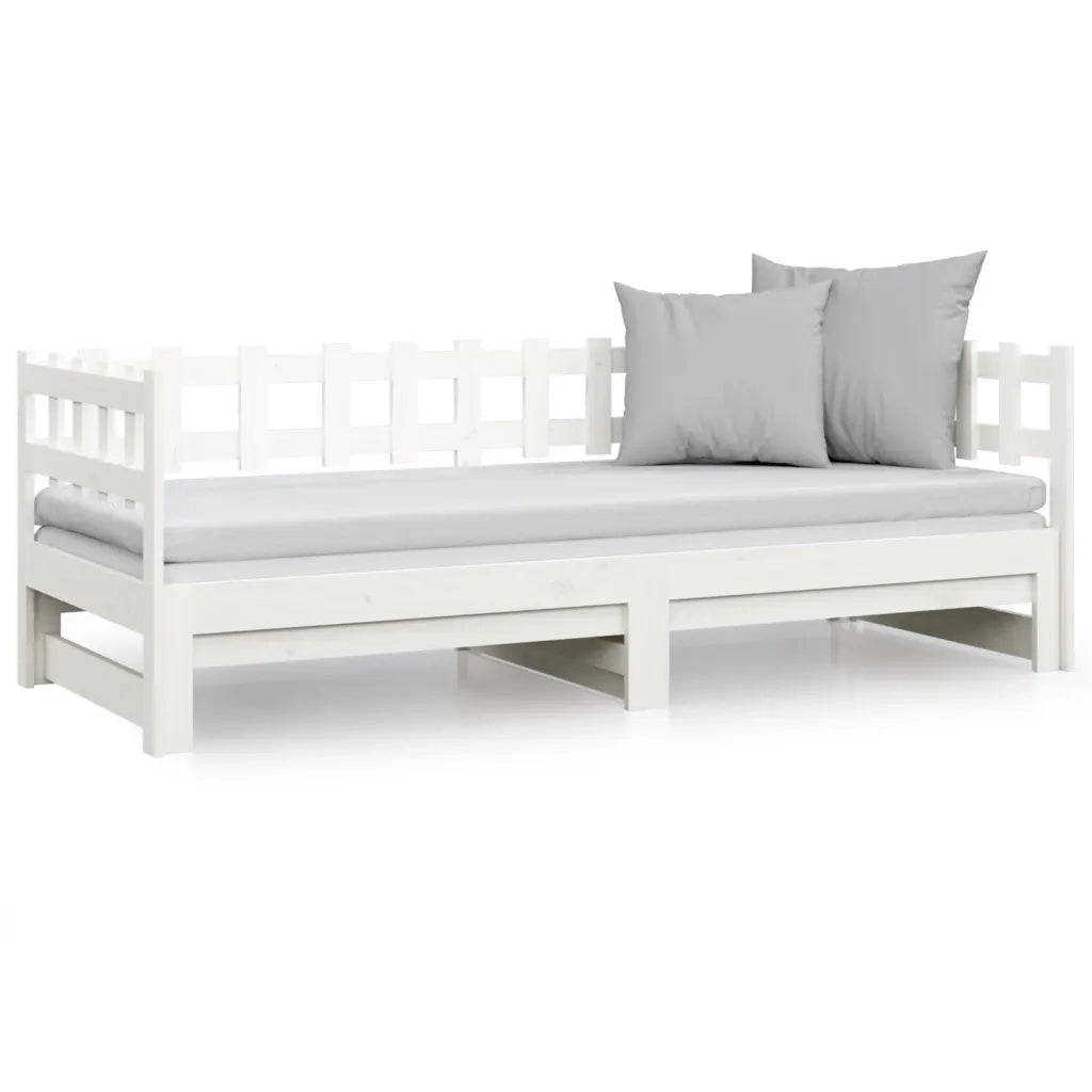 Dormeuse Estraibile Bianca 2x(90x200) cm Legno Massello di Pino cod mxl 60215