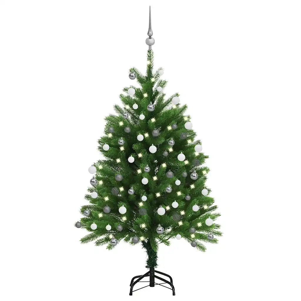 Set Albero di Natale Artificiale con LED e Palline Verde 120 cm  cod mxl 67965
