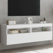 Mobili TV a Parete con Luci LED 2pz-Set di 2 Credenza per TV sospesa Bianchi 60x30x40 cm