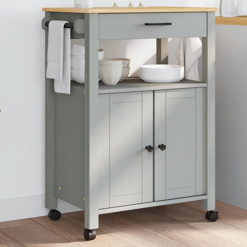 Carrello da Cucina MONZA 60x40x88,5 cm in Legno Massello di Pino 376098