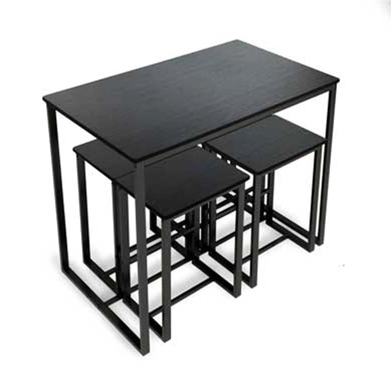 SET TAVOLO CON 4 SGABELI IN LEGNO100X60X87 CM NERO