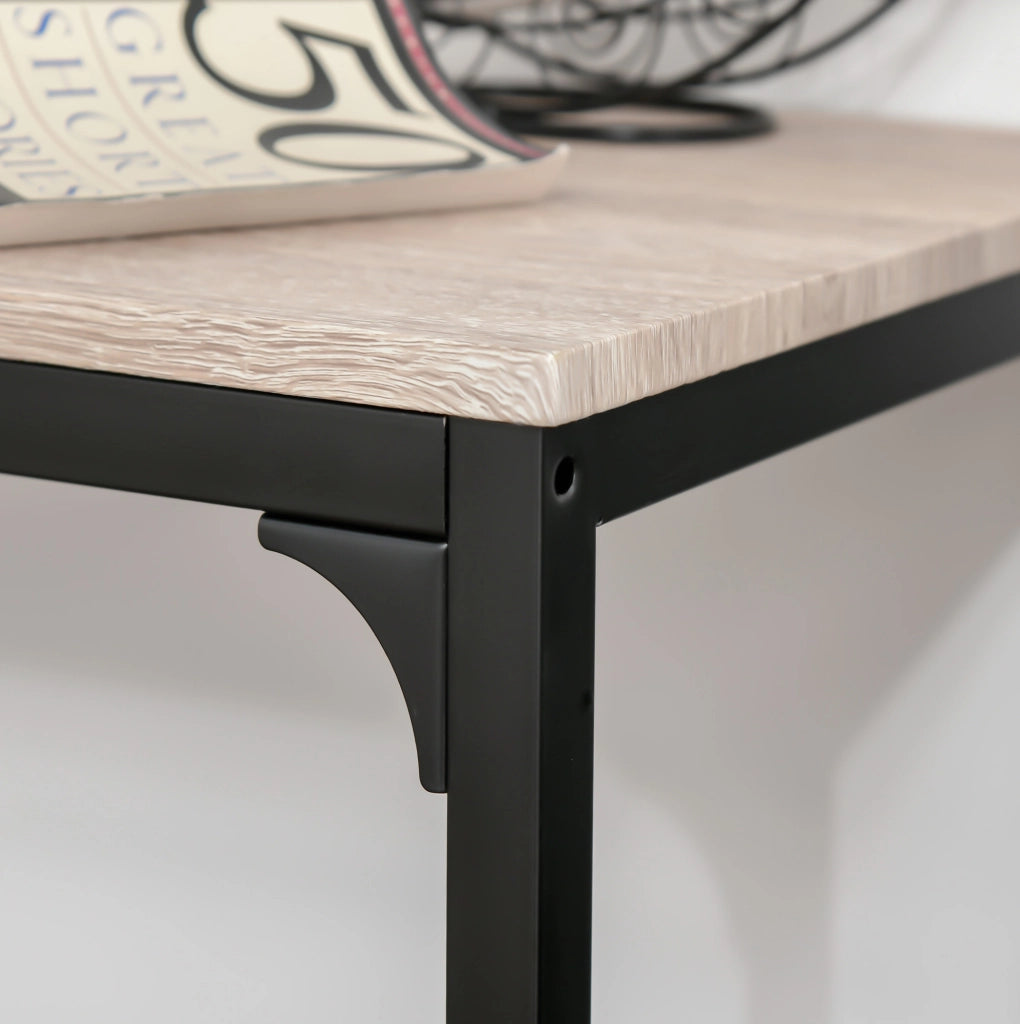 Set bar con tavolo e 2 sedie in MDF naturale e nero, 89x45x87 cm, per cucina e sala da pranzo