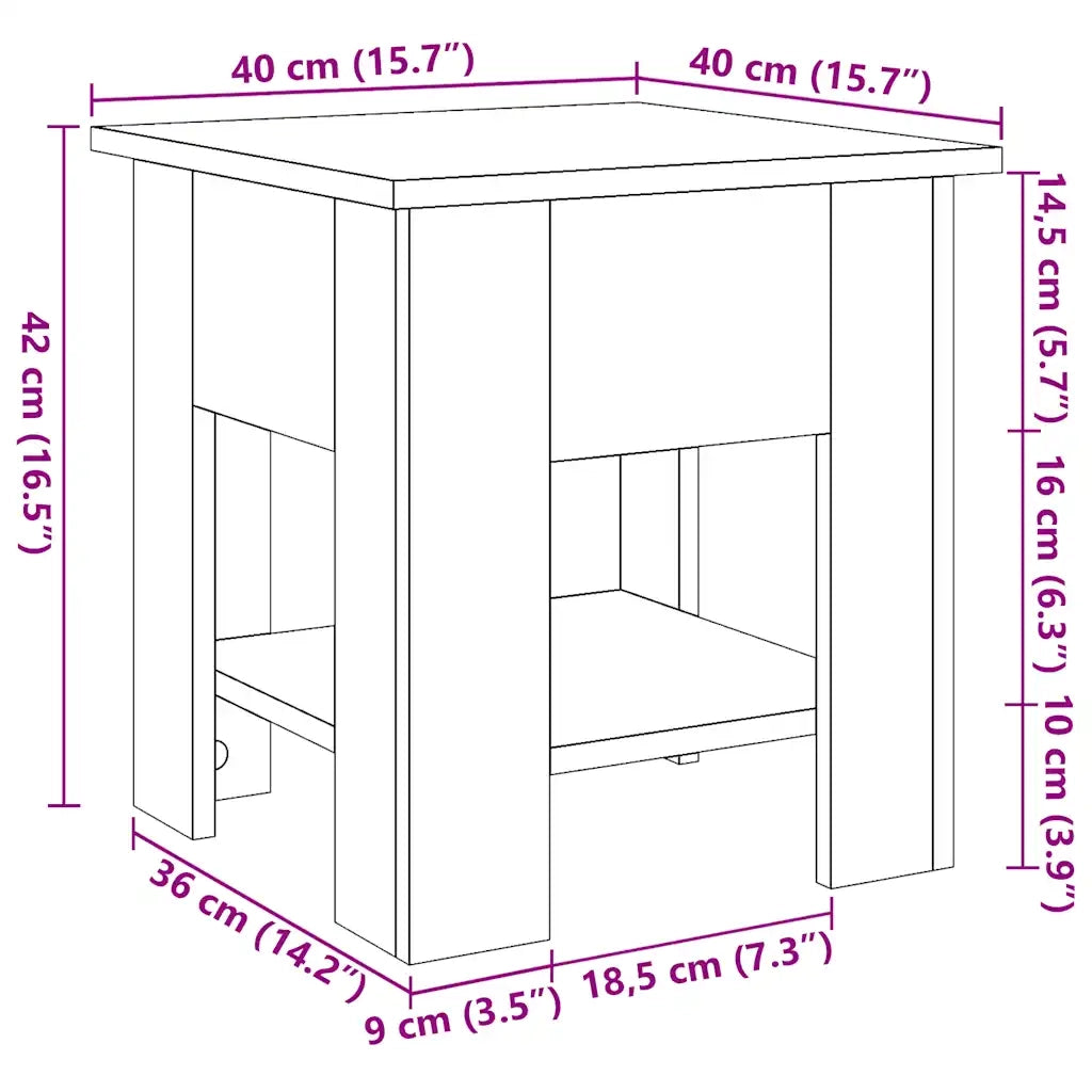 Tavolino da Salotto-Tavolino da soggiorno-Tavolo Legno Antico 40x40x42 cm Legno Multistrato