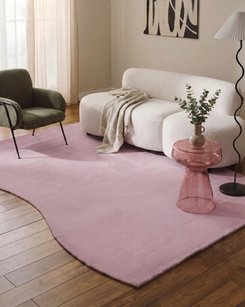 Tappeto Viola Chiaro in Ecopelliccia 160 × 230cm a Pelo Lungo con Retro in Poliestere per Soggiorno e Corridoio Moderni