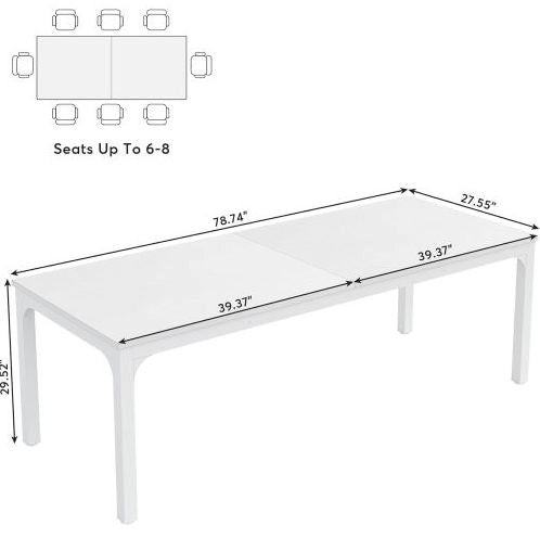 Tavolo rettangolare moderno 200x70x75 cm in MDF e metallo; bianco